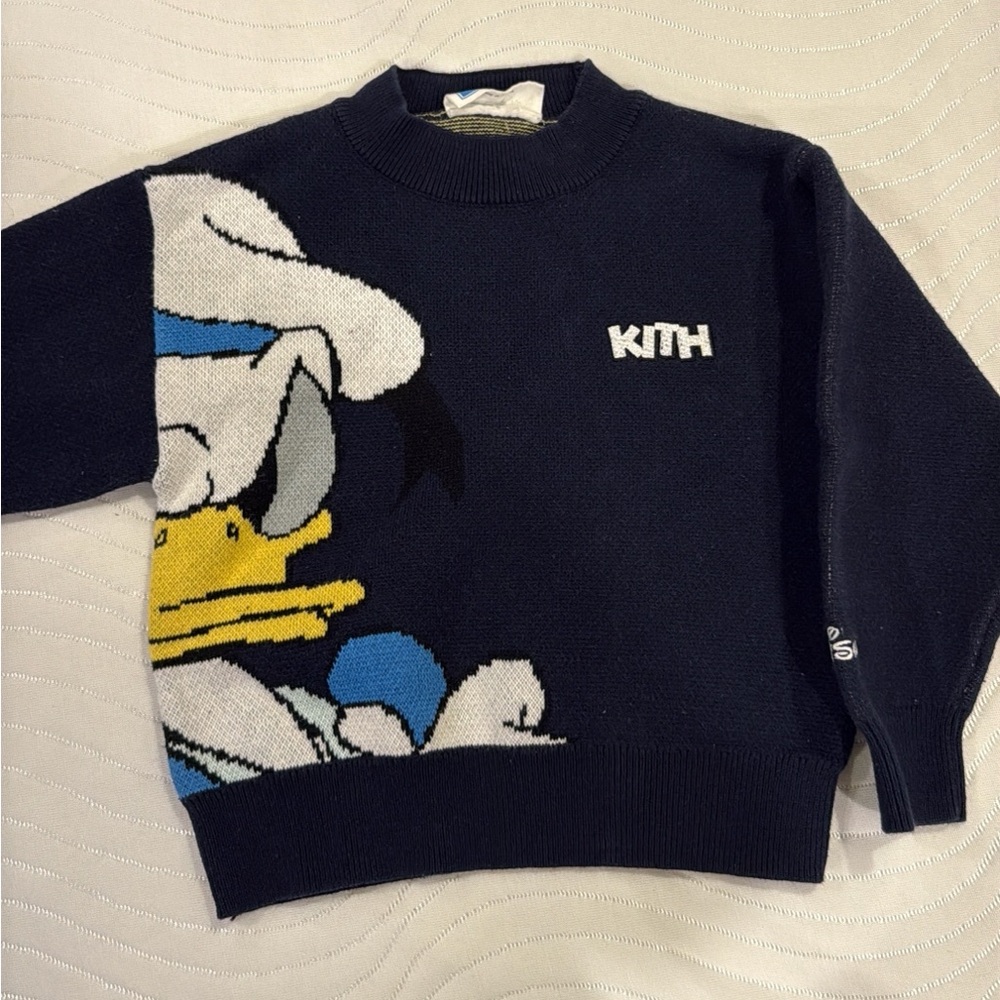 Kith Navy Crewneck Sweater with Donald Duck Motif